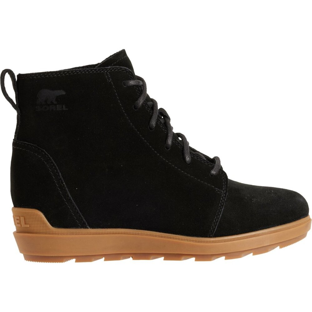 NEW Sorel Evie II Lace Wedge Boots  Waterproof Suede in black For Women 825 5s3